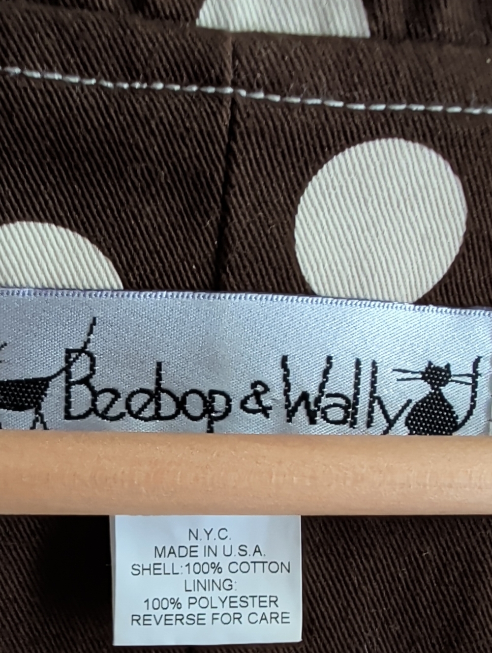 Beeboo & Wally NY Brown Polka Dot Crop Jacket with Contrast White Dots - Picture 8 of 9